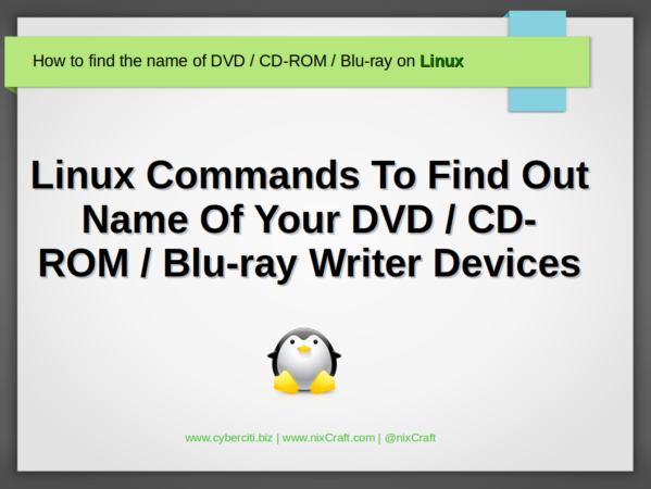 Linux Command To Find Out Name Of DVD CD-ROM Blu-ray Writer Device
